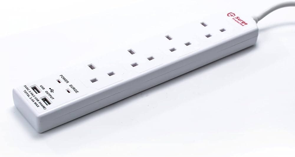 Powerplus 4 Gang 2 Metre ( 2 X 2.4a  USB) Ext. Lead