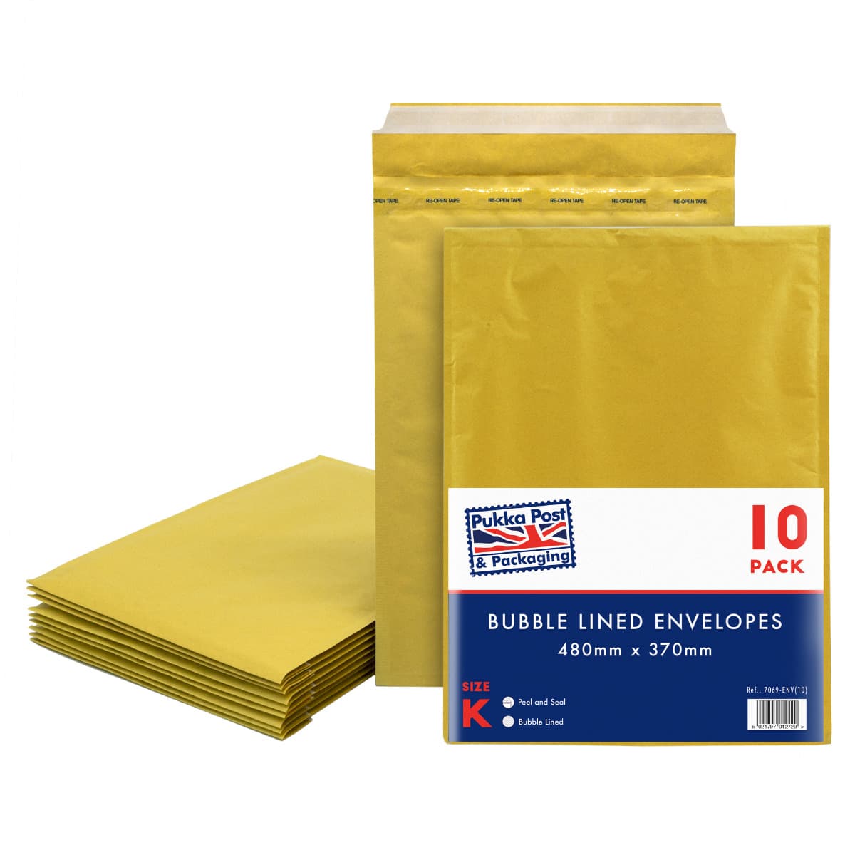 Pukka Size K Gold Bubble Envelopes Pk10 480x370mm