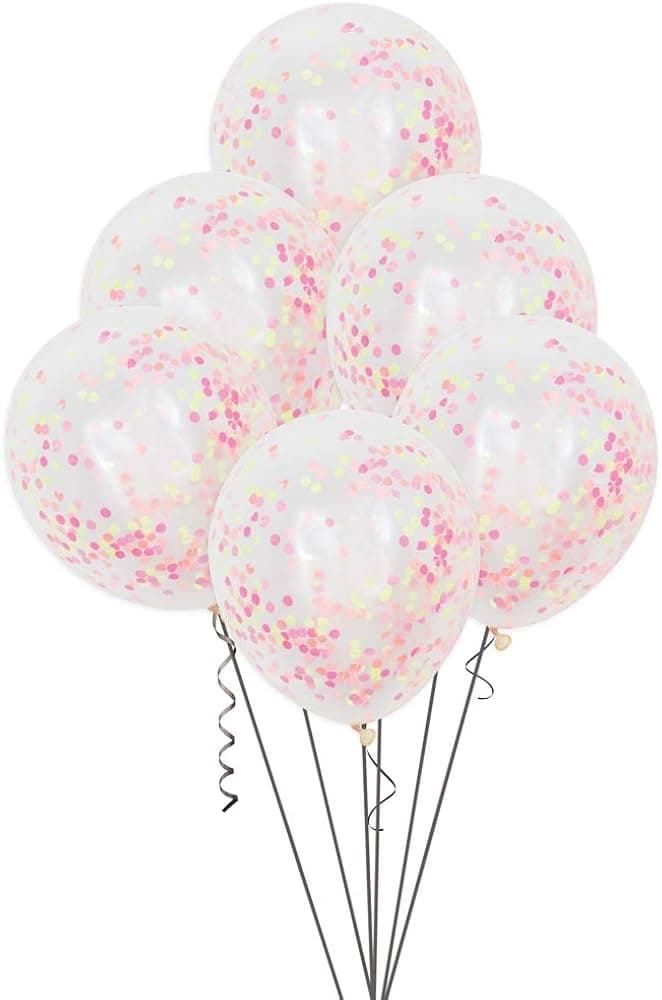 Unique Party 6 12" Clr Neon Conftti Bllns