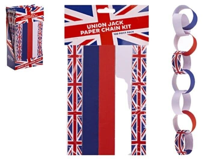 UNION JACK PAPER CHAIN PACK OF 100	