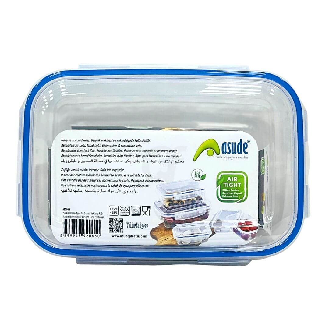 Asude Plastic 1500 Ml Airtight Rectangular Food Container