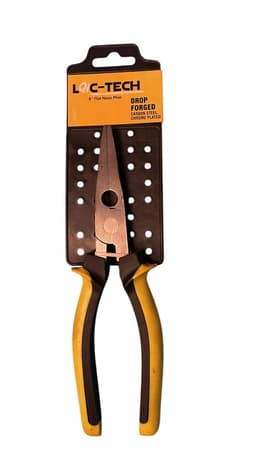 Loc-tech 8" Flat Nose Plier, Drop Forged, Carbon Steel, Chrome Plated With Sleeve. 1