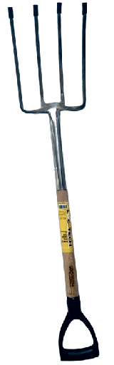 Loc-tech Stainless Steel  Digging Fork With Wooden Handle