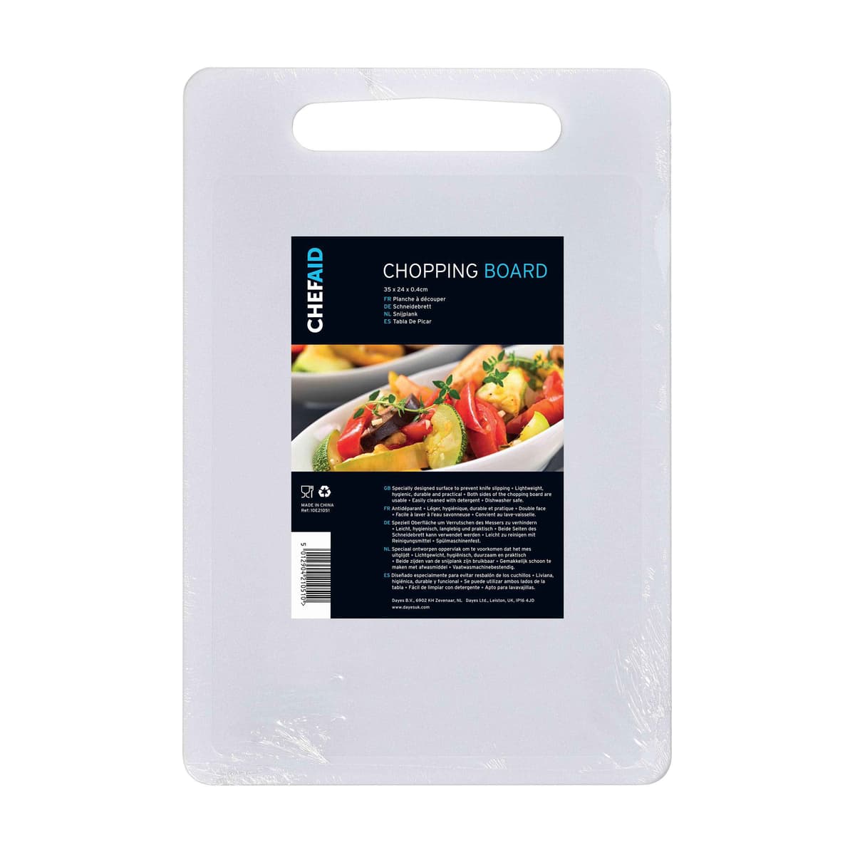 Chef Aid White Poly Chopping Board 35 x 25 x 0.4 cm