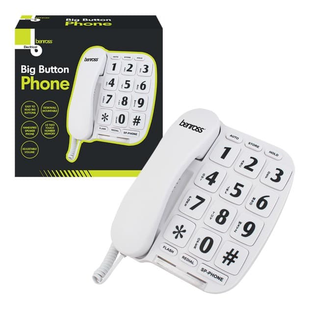 BENROSS  Jumbo Button Telephone - WHITE
