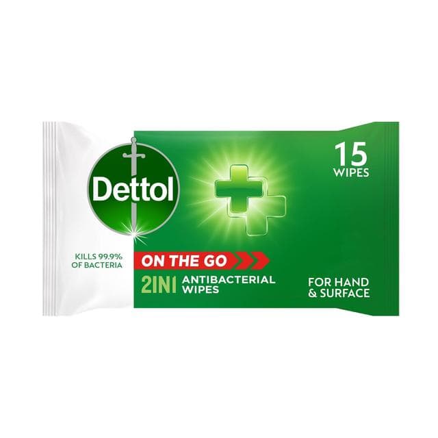 Dettol 2IN1 Anti-Bact Wipes 15s	