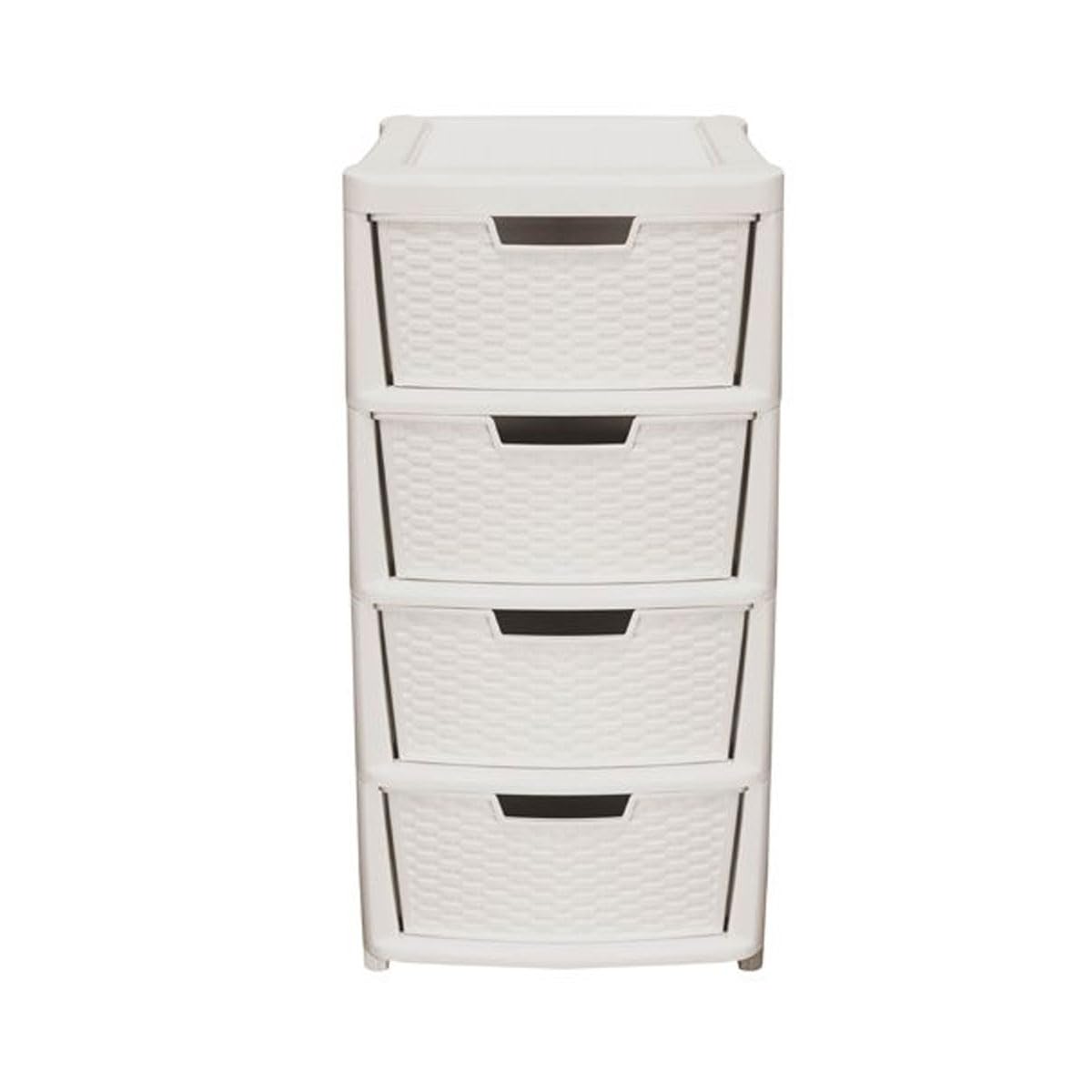 Thumbs-Up Rattan 4 Drawer Tower White/pink image