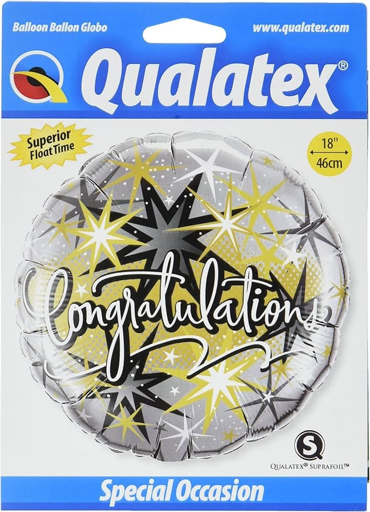 Qualatex 18" ROUND QX FOIL PRINT 001CT CONGRATULATIONS ELEGANT BALLOON