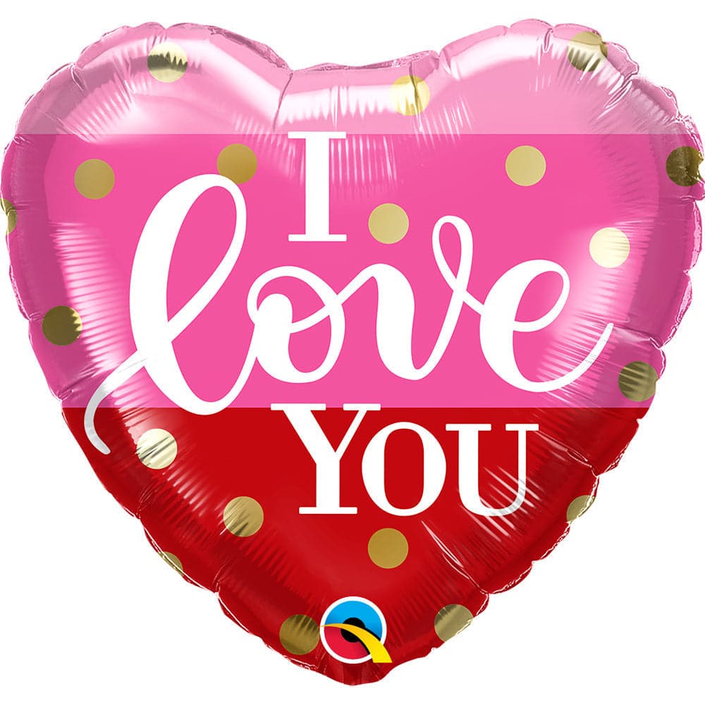Qualatex 18" ROUND QX FOIL PRINT 001CT I LOVE YOU GOLD BALLOON