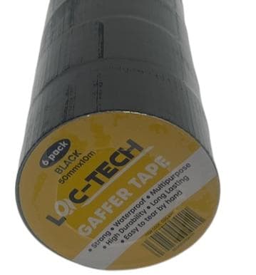 Loc-tech Gaffer Tape-black 50mmx10m(6pc)
