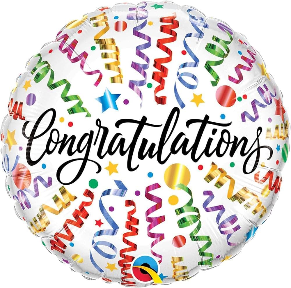 Qualatex 18" ROUND QX FOIL PRINT 001CT Congratulation Vibrant Balloon