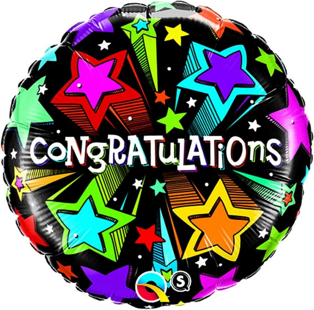 Qualatex 18" ROUND QX FOIL PRINT 001CT Congratulations Shooting Stars Balloon
