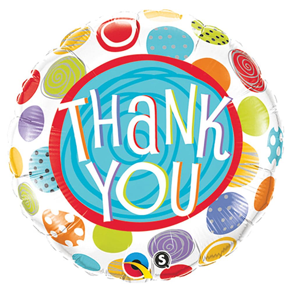 Qualatex 18" ROUND QX FOIL PRINT 001CT Thank You Dots Upon Dots Dots Balloon