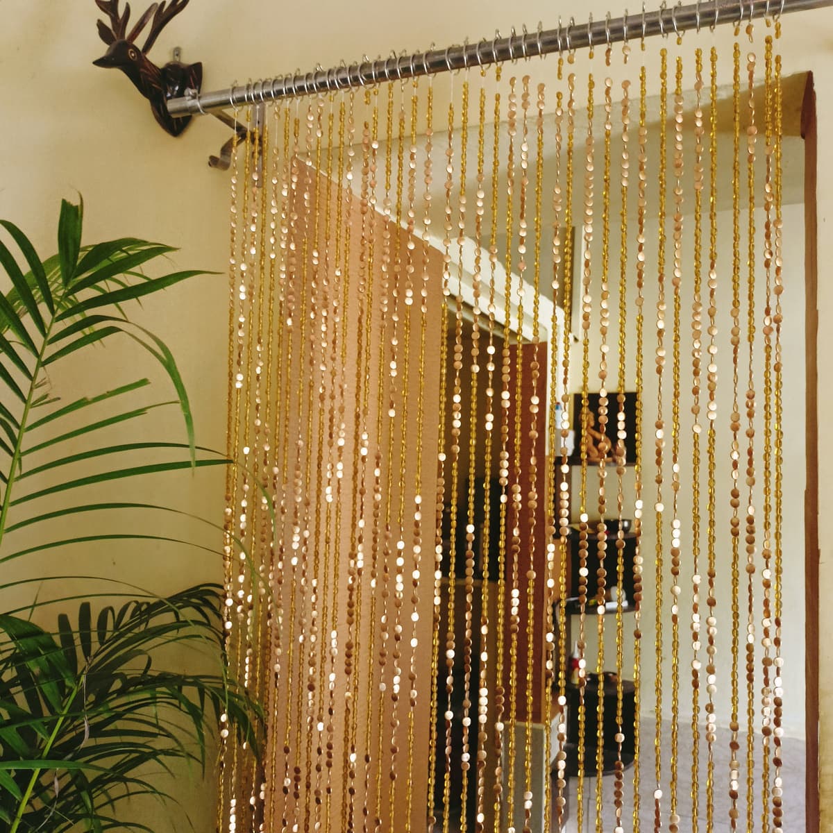 Luxury Beaded Gems Design String Door Curtains 90x200cm - Gold