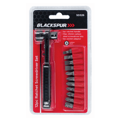 Blackspur 12pc Ratchet Screwdriver Set