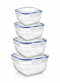 Asude Plastic Airtight Square Food Container Set (500-900-1500-2400ml) 1