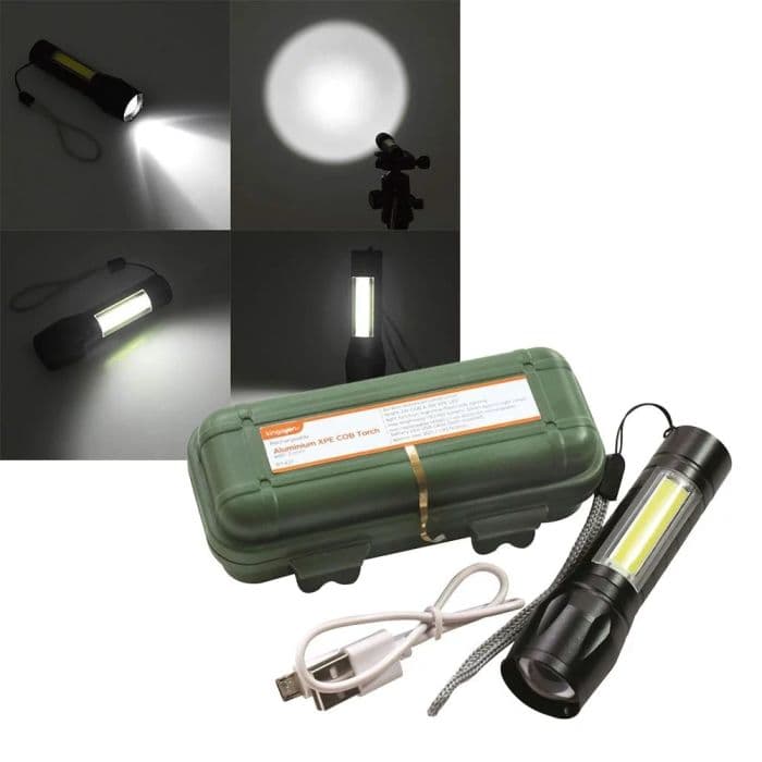 Rechargeable Aluminium Xpe Cob Torch With Zoom