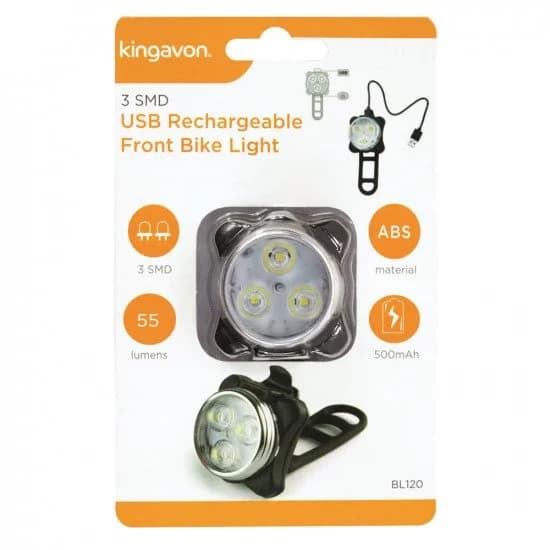 Kingavon 3 SMD USB RECHARGEABLE FRONT BIKE LIGHT