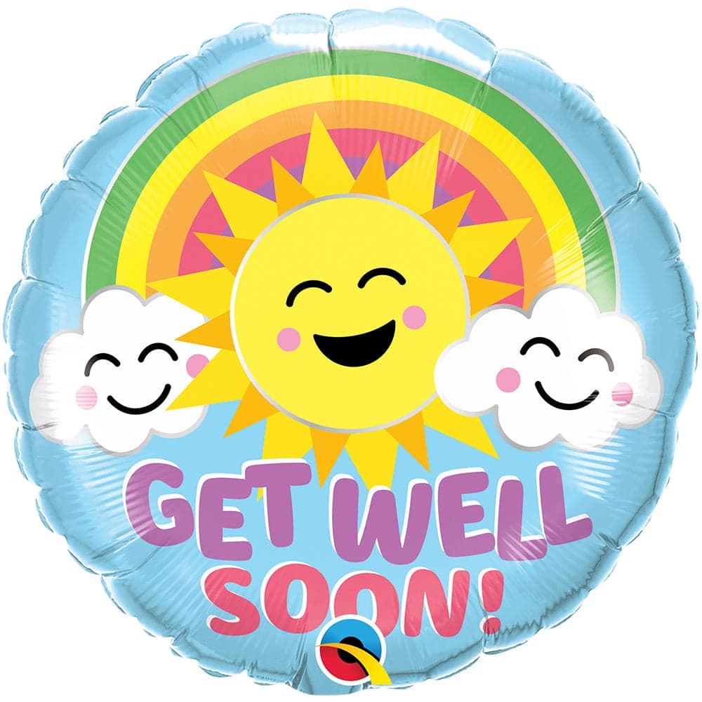 Qualatex 18" Round Foil Print  Balloon 001ct Get Well Soon Sunny Smiles