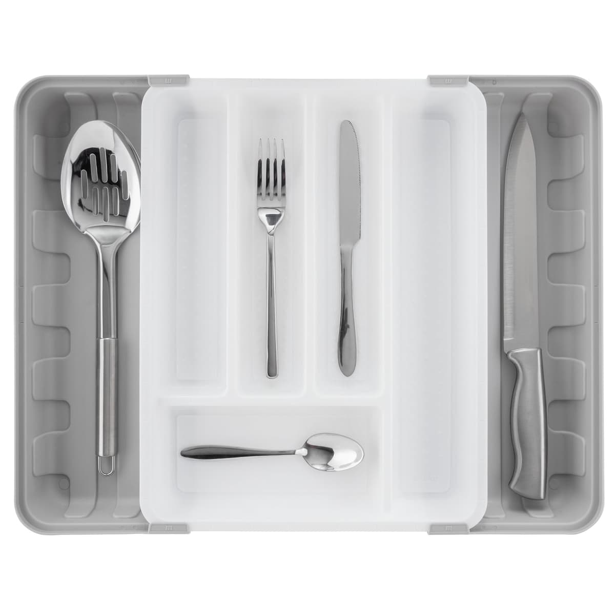 Minky White Cutlery Sorter Grey Tray