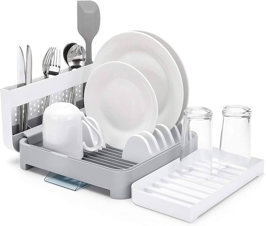 Minky Dish Rack White & Caddy Grey