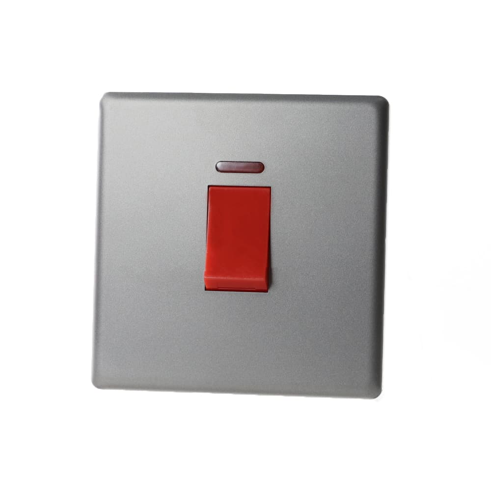 Red/Grey  G/BRASS 20A DP SWITCH WITH NEO