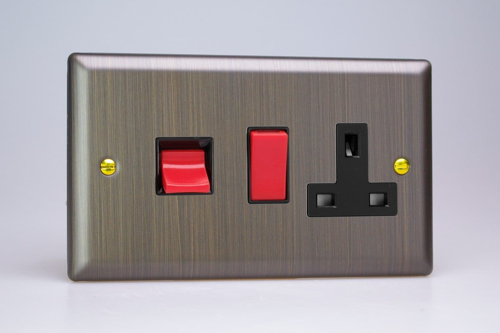 Red/Grey P/BRASS 45A DP COOKER SWITCH image