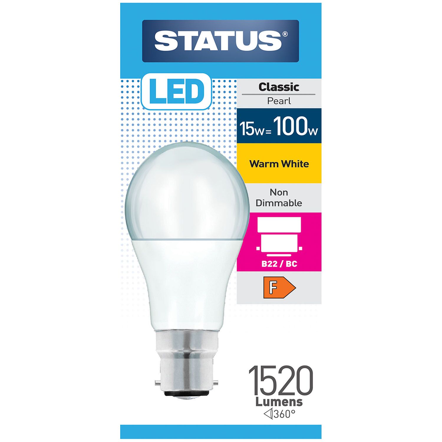 STATUS 15W=100W Maxim LED GLS B22 WW Prl SWx10 image