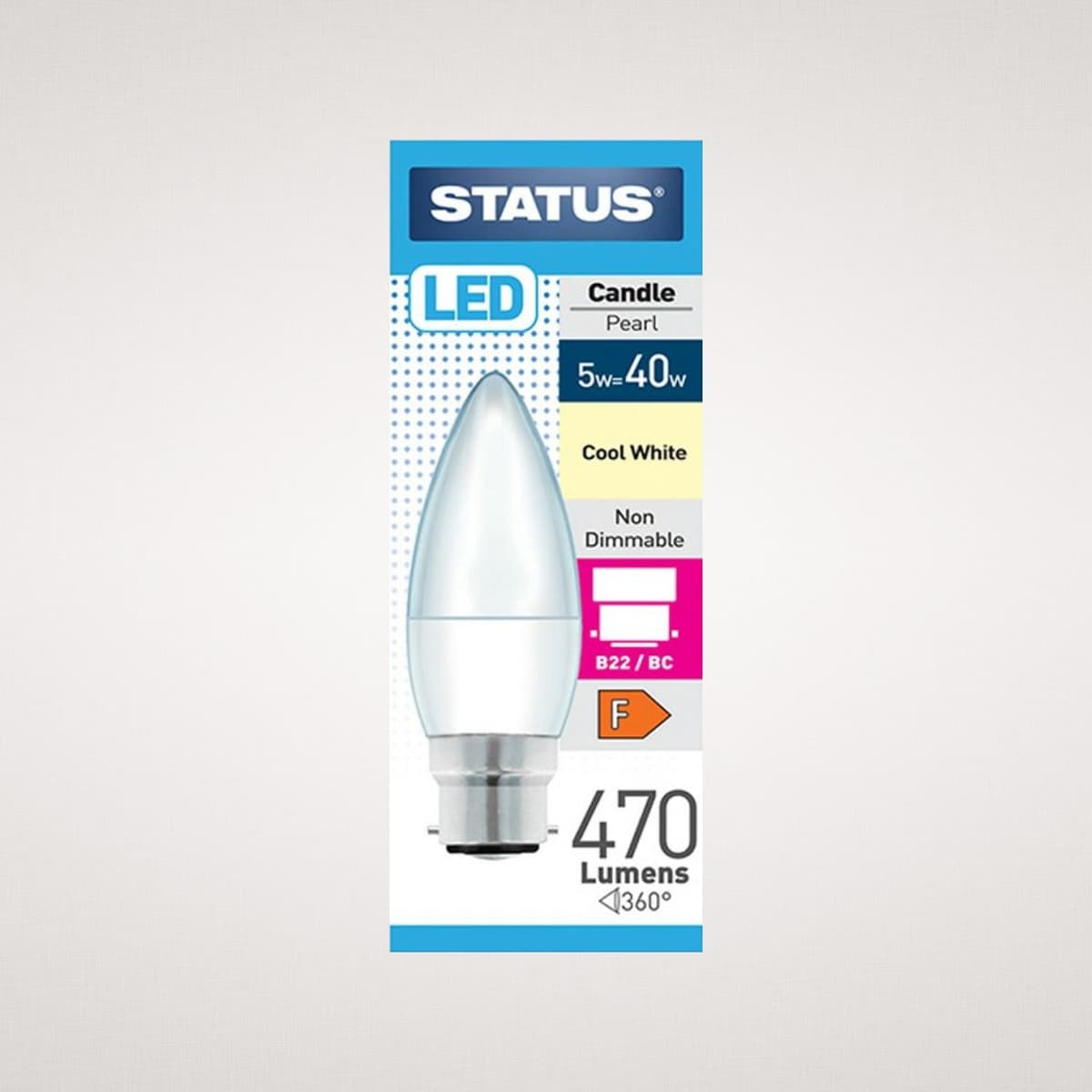 STATUS 5W=40W Maxim LED Candle B22 WW Prl SWx10