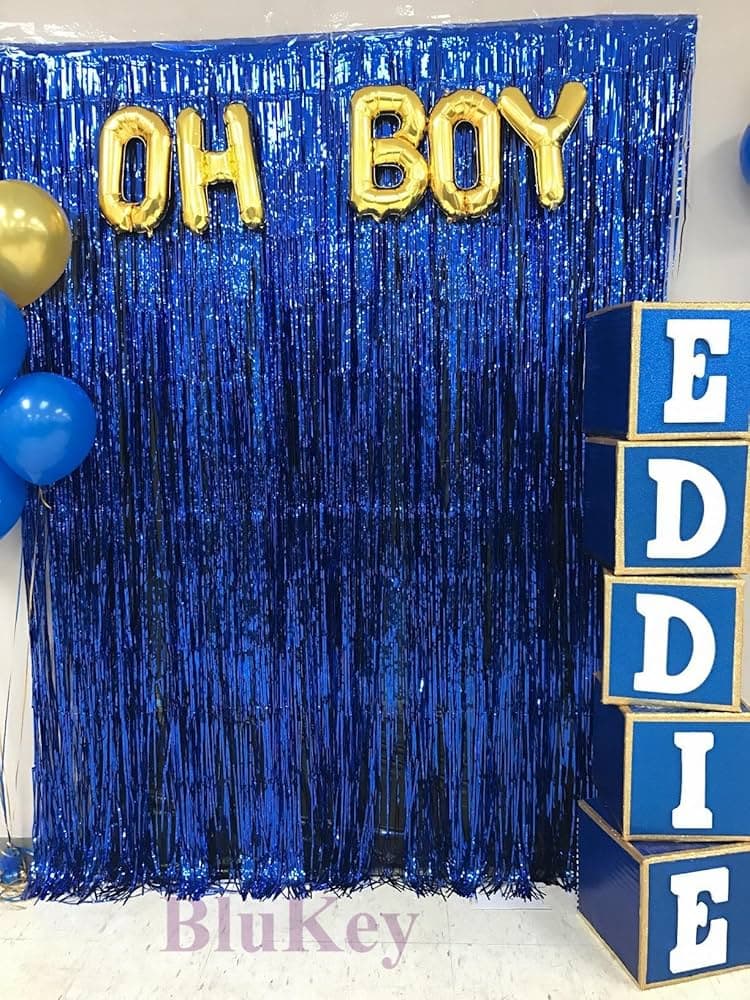 Unique Party Ryl Blu Fl Frng Door Crtn