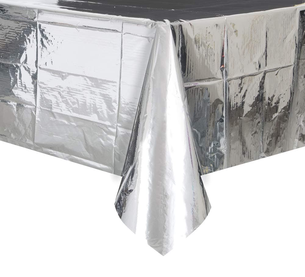 Unique Party Silver Foil Tblcvr 54x108