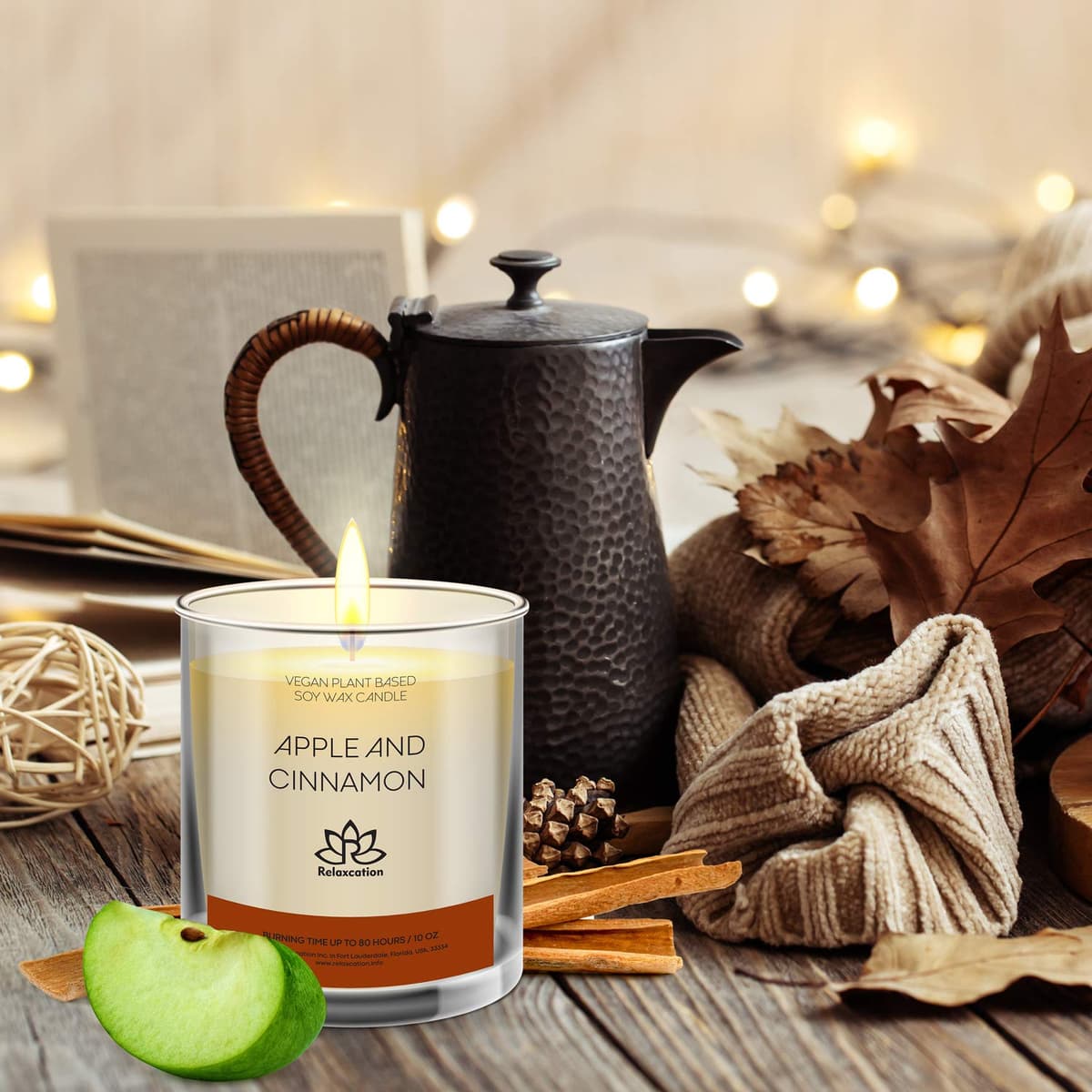 OTL FRAGRANCED GLASS JAR CANDLE APPLE AND CINNAMON