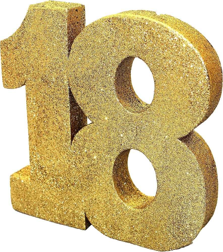 NUMBER 18 GLITTER TABLE DECORATION GOLD