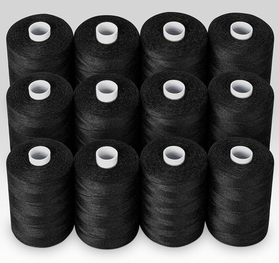  Durable Black Sewing Thread 12 per card