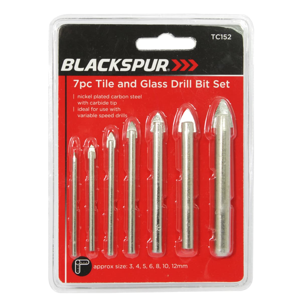 Blackspur 7PC Tile and Glass Drill Bit Set