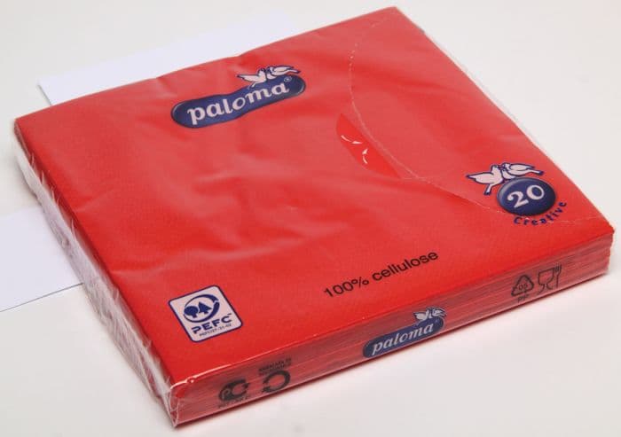 Paloma 3 PLY RED NAPKINS PK20X18 33X33CM