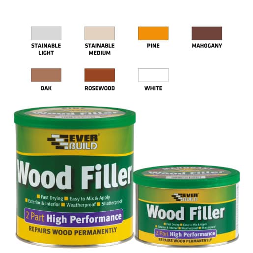 Everbuild Wood Filler 2 Part High Performance White component 500gram 