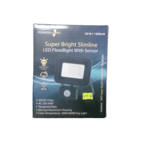 Powerplus LED Floodlight with Sensor 
20W / 1800LM
Super Bright Slimline