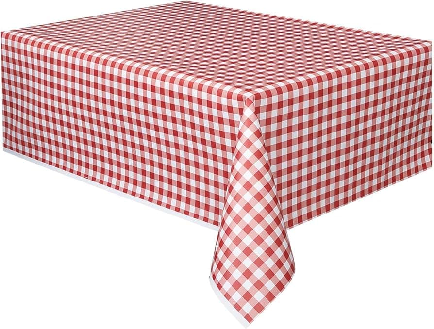 Unique Party Red Gingham Plastic Table Cover