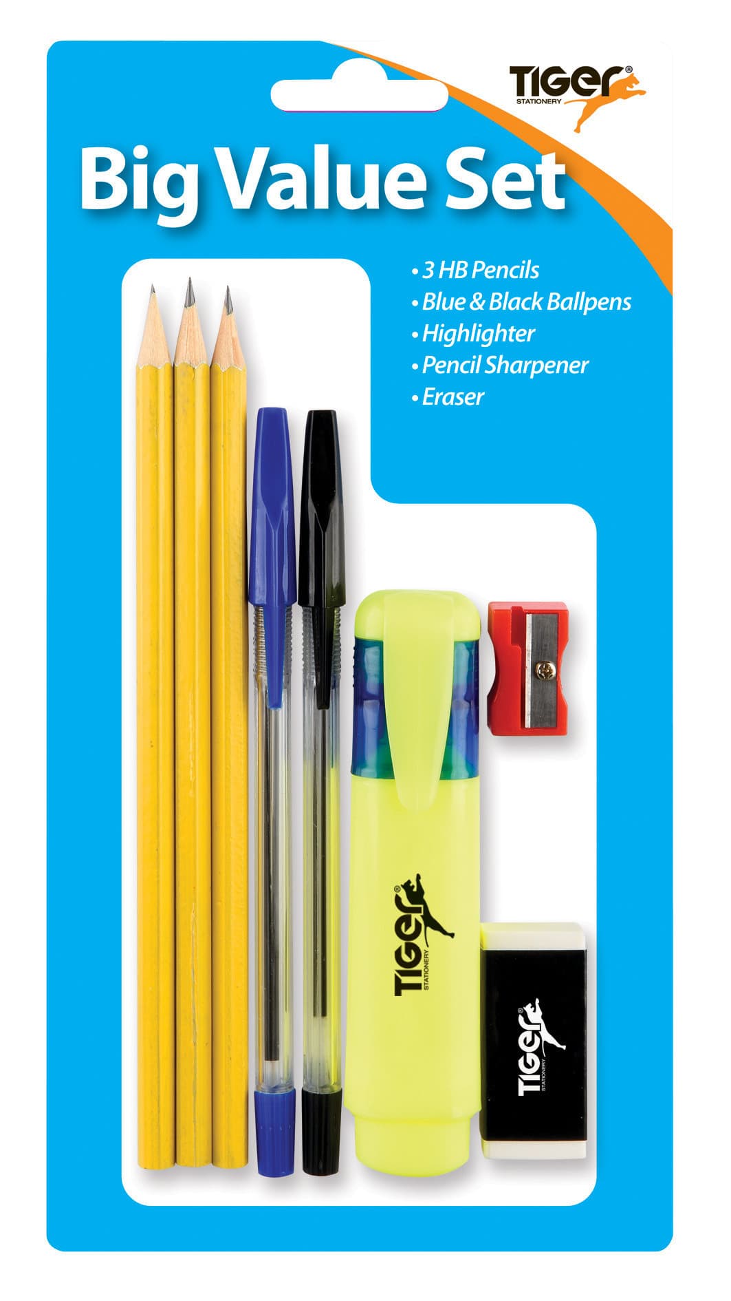 Tiger Big value set (8 piece) 3 pencils