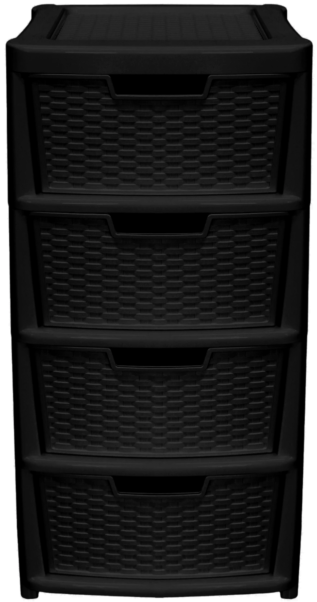 Thumbs-Up Rattan 4 Drawer Tower  Large Black image