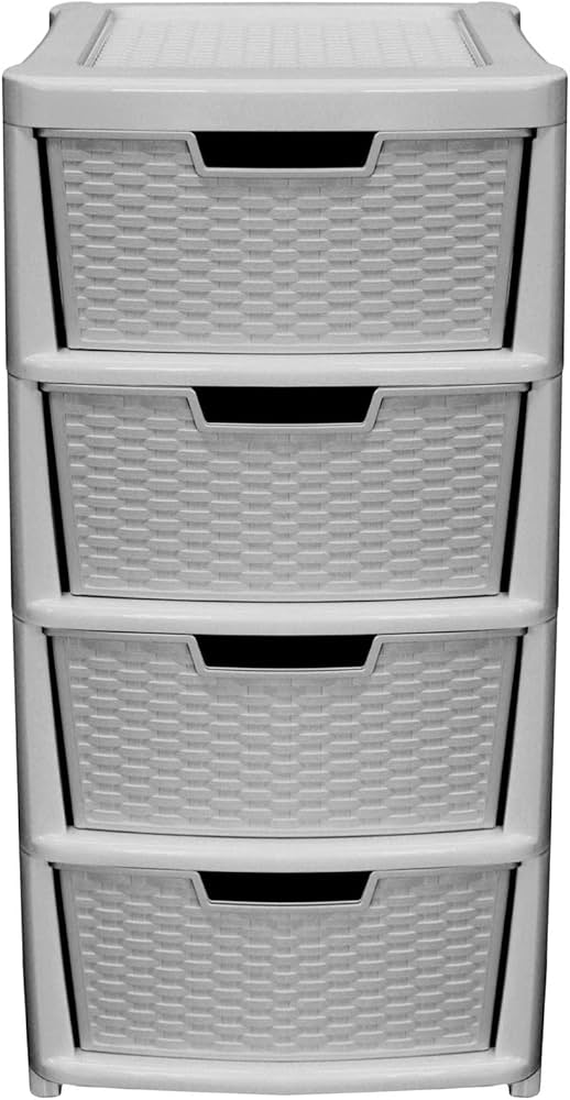 Thumbs-Up Rattan 4 Drawer Tower  Large Grey image