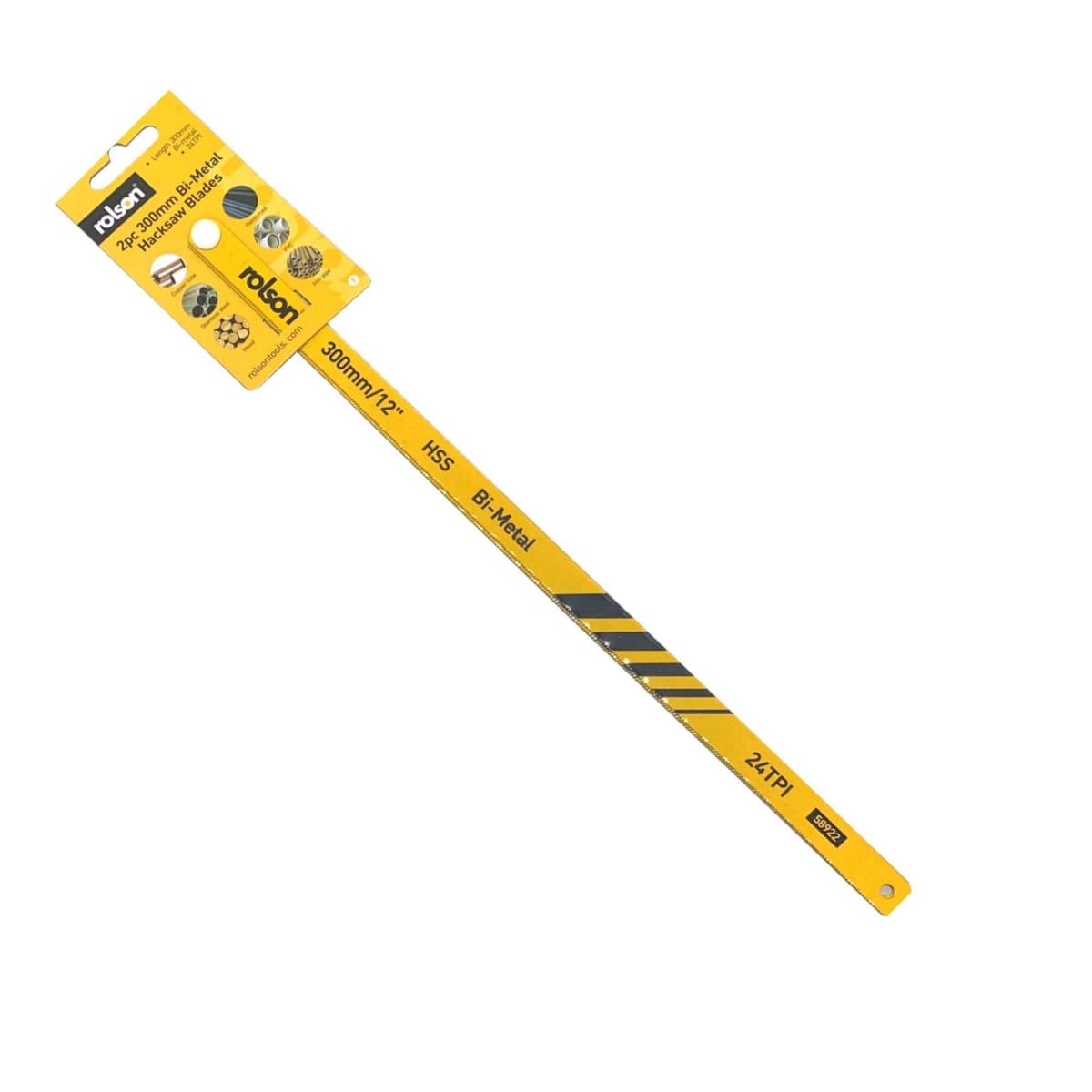 Rolson 2pc 300mm Bi-Metal Hacksaw Blades 24TP