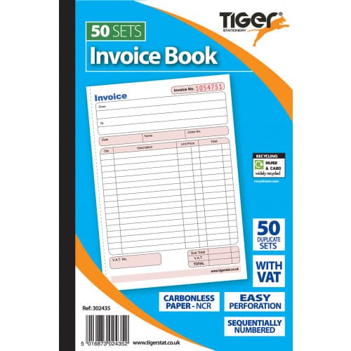 Tiger Invoice Book A5 (Pack 5)