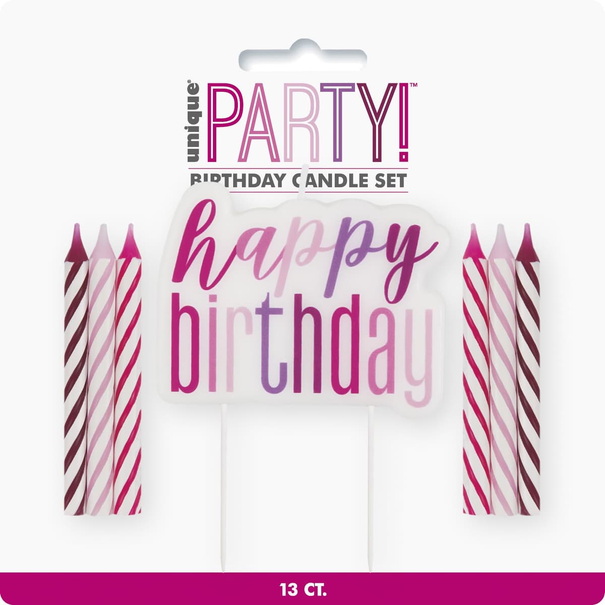 Unique Party 13 Gltz Pink Happy Birthday Candle Set 