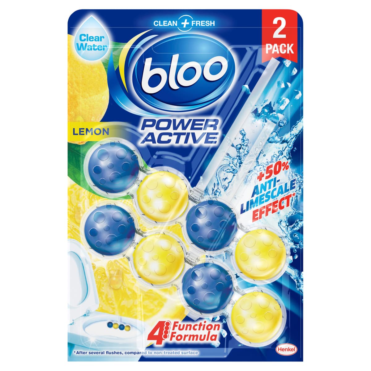 Bloo Power Active Lemon Twin Pack Clear Water