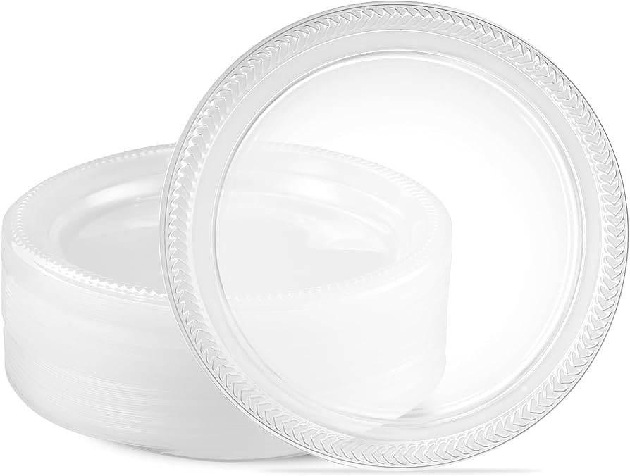 Essential 40pk 23cm / 9" Clear Reusable Plastic Plate