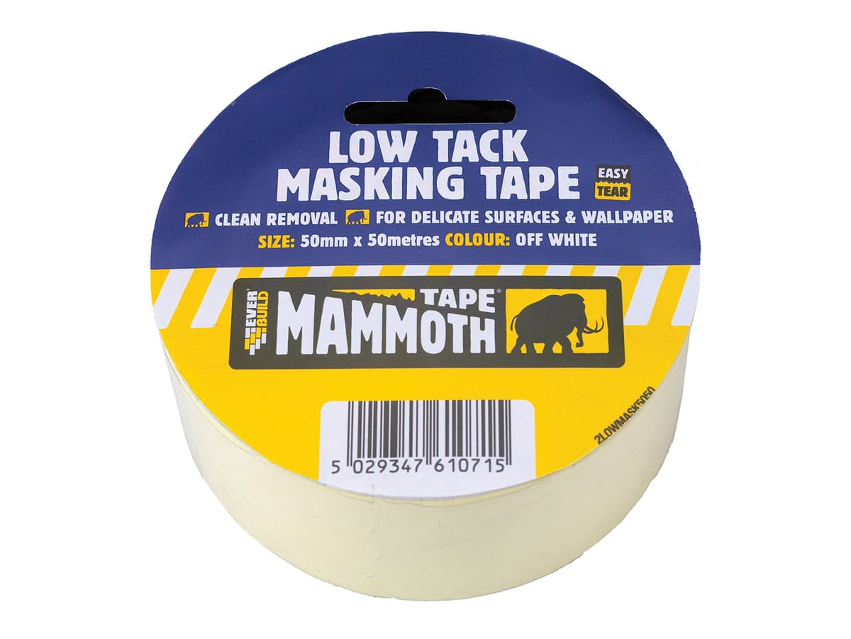 Everbuild Mammoth Low Tack Masking Tape
Roll 50mm x 25m