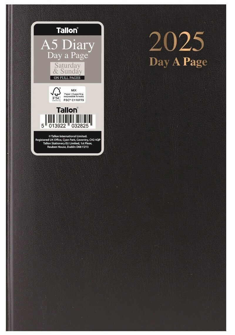 Tallon A5 Day A Page Diary with Full Day Saturday & Sunday. image