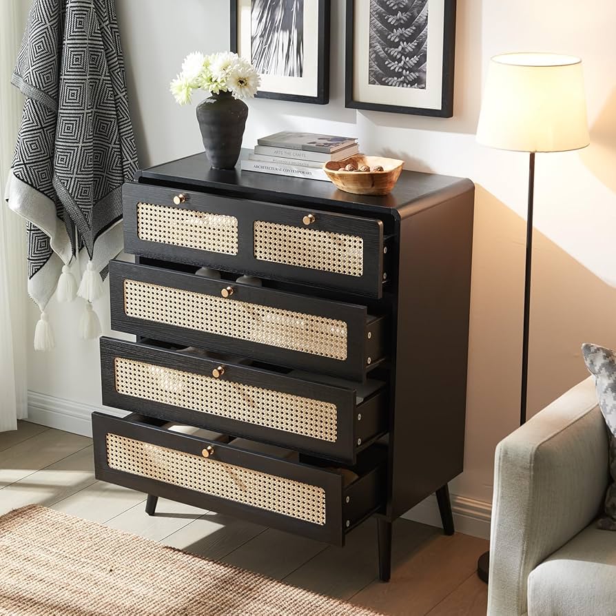 Thumbs-Up 4 Drawer Medium Rattan Black image